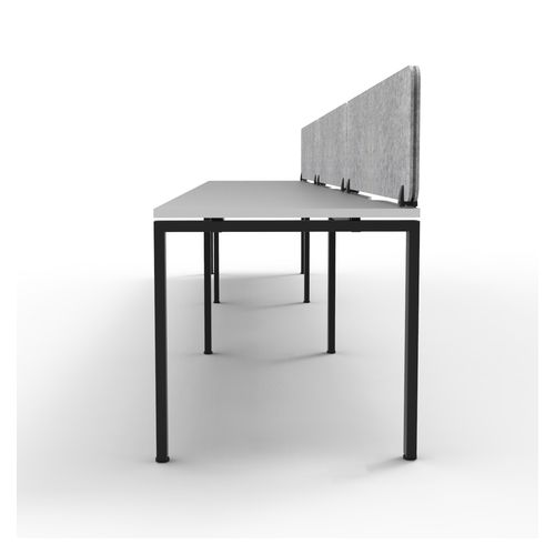 Rapid Deluxe Infinity Single Sided Workstation 3 Person With Grey Eco Screen 1800Wmm per person Black Profile Leg Natural White Top