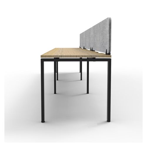 Rapid Deluxe Infinity Single Sided Workstation 3 Person With Grey Eco Screen 1800Wmm per person Black Profile Leg Natural Oak Top