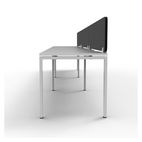 Rapid Deluxe Infinity Single Sided Workstation 3 Person With Black Eco Screen 1800Wmm per person White Profile Leg Natural White Top