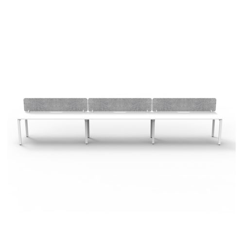Rapid Deluxe Infinity Single Sided Workstation 3 Person With Grey Eco Screen 1800Wmm per person White Profile Leg Natural White Top