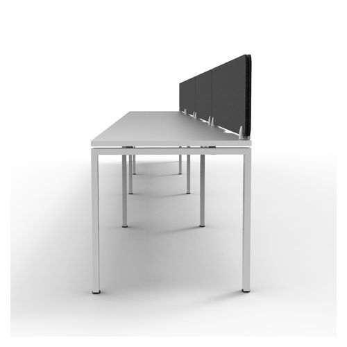 Rapid Deluxe Infinity Single Sided Workstation 4 Person With Black Eco Screen 1500Wmm per person White Profile Leg Natural White Top
