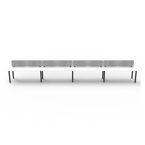 Rapid Deluxe Infinity Single Sided Workstation 4 Person With Grey Eco Screen 1800Wmm per person Black Profile Leg Natural White Top