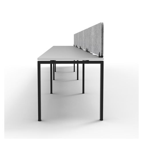 Rapid Deluxe Infinity Single Sided Workstation 4 Person With Grey Eco Screen 1800Wmm per person Black Profile Leg Natural White Top
