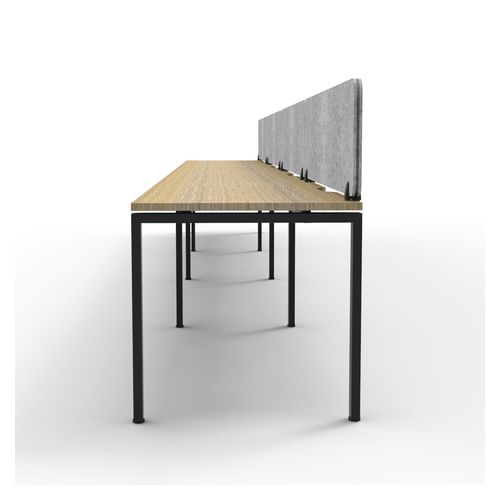 Rapid Deluxe Infinity Single Sided Workstation 4 Person With Grey Eco Screen 1800Wmm per person Black Profile Leg Natural Oak Top