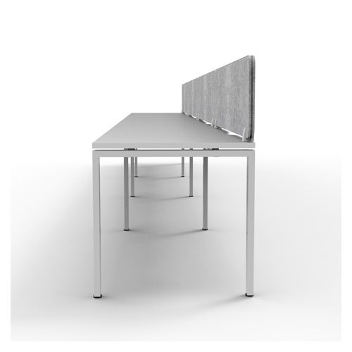 Rapid Deluxe Infinity Single Sided Workstation 4 Person With Grey Eco Screen 1800Wmm per person White Profile Leg Natural White Top