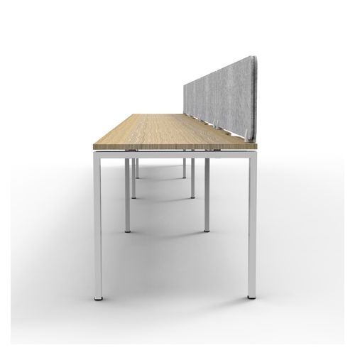 Rapid Deluxe Infinity Single Sided Workstation 4 Person With Grey Eco Screen 1800Wmm per person White Profile Leg Natural Oak Top