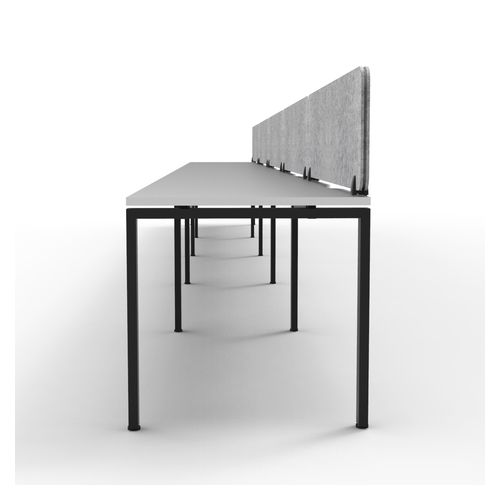 Rapid Deluxe Infinity Single Sided Workstation 5 Person With Grey Eco Screen 1500Wmm per person Black Profile Leg Natural White Top