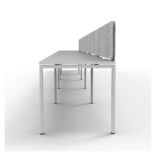 Rapid Deluxe Infinity Single Sided Workstation 5 Person With Grey Eco Screen 1500Wmm per person White Profile Leg Natural White Top