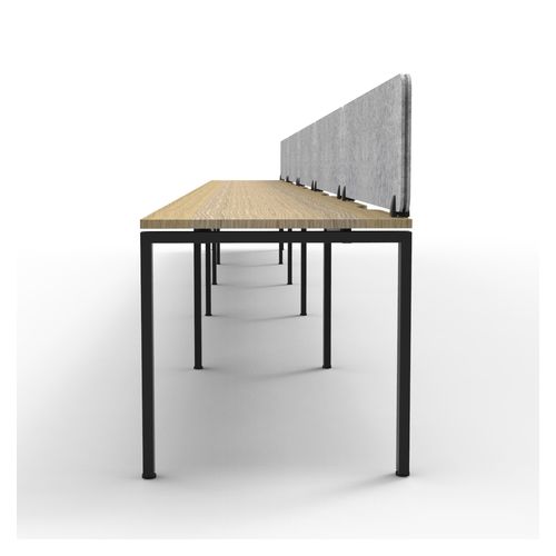 Rapid Deluxe Infinity Single Sided Workstation 5 Person With Grey Eco Screen 1800Wmm per person Black Profile Leg Natural Oak Top