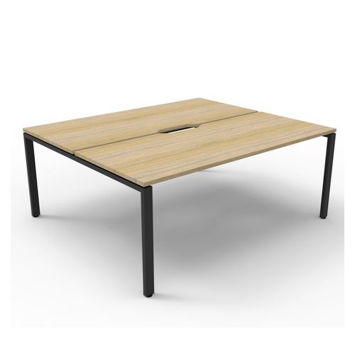 Rapid Deluxe Infinity Back to Back Workstation 2 Person No Screen 1200Wmm per person Black Profile Leg Natural Oak Top