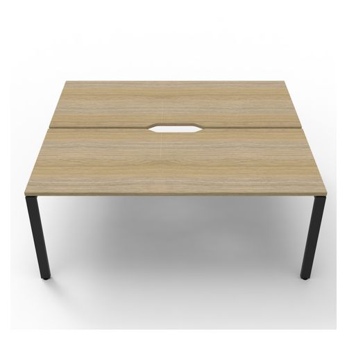Rapid Deluxe Infinity Back to Back Workstation 2 Person No Screen 1200Wmm per person Black Profile Leg Natural Oak Top