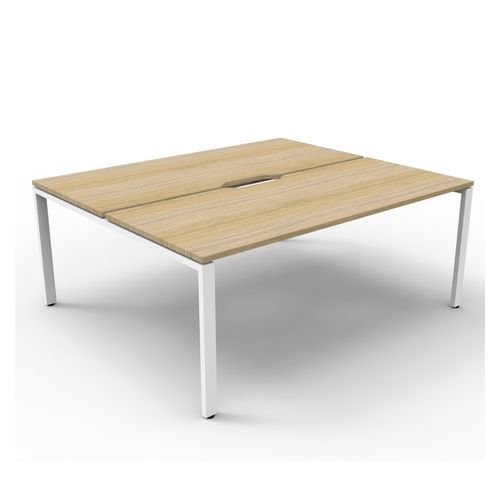 Rapid Deluxe Infinity Back to Back Workstation 2 Person No Screen 1200Wmm per person White Profile Leg Natural Oak Top