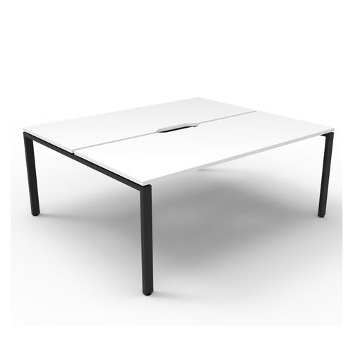 Rapid Deluxe Infinity Back to Back Workstation 2 Person No Screen 1800Wmm per person Black Profile Leg Natural White Top