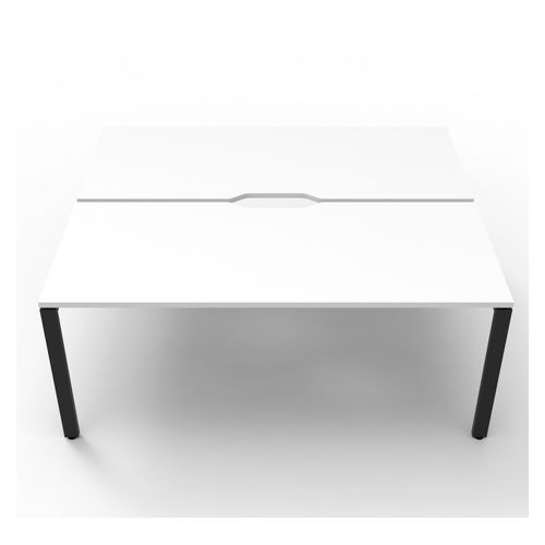 Rapid Deluxe Infinity Back to Back Workstation 2 Person No Screen 1800Wmm per person Black Profile Leg Natural White Top