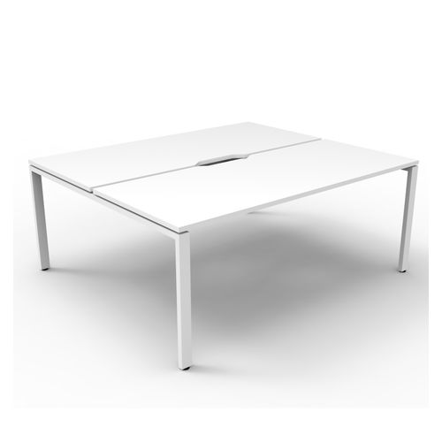 Rapid Deluxe Infinity Back to Back Workstation 2 Person No Screen 1800Wmm per person White Profile Leg Natural White Top
