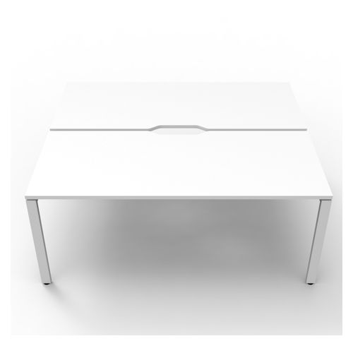 Rapid Deluxe Infinity Back to Back Workstation 2 Person No Screen 1800Wmm per person White Profile Leg Natural White Top