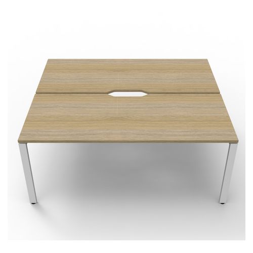 Rapid Deluxe Infinity Back to Back Workstation 2 Person No Screen 1800Wmm per person White Profile Leg Natural Oak Top