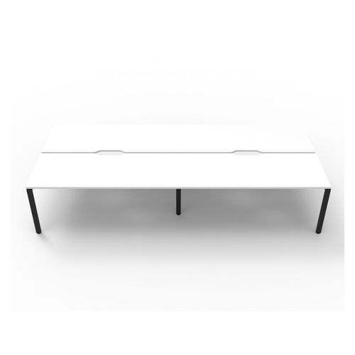 Rapid Deluxe Infinity Back To Back Workstation 4 Person No Screen 1200Wmm per person Black Profile Leg Natural White Top