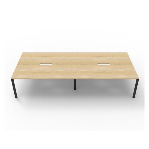 Rapid Deluxe Infinity Back To Back Workstation 4 Person No Screen 1200Wmm per person Black Profile Leg Natural Oak Top
