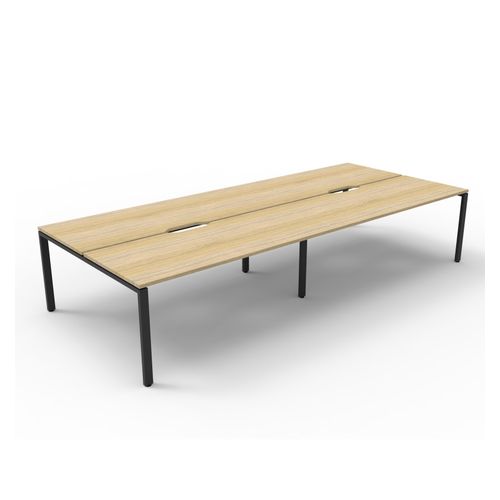 Rapid Deluxe Infinity Back To Back Workstation 4 Person No Screen 1500Wmm per person Black Profile Leg Natural Oak Top