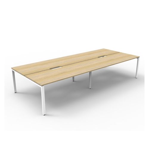 Rapid Deluxe Infinity Back To Back Workstation 4 Person No Screen 1500Wmm per person White Profile Leg Natural Oak Top