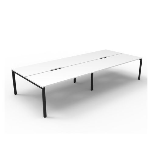 Rapid Deluxe Infinity Back To Back Workstation 4 Person No Screen 1800Wmm per person Black Profile Leg Natural White Top