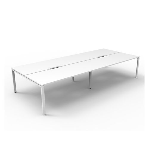 Rapid Deluxe Infinity Back To Back Workstation 4 Person No Screen 1800Wmm per person White Profile Leg Natural White Top