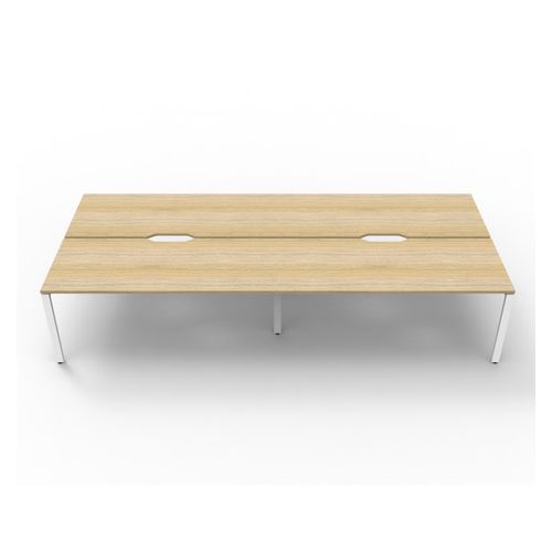 Rapid Deluxe Infinity Back To Back Workstation 4 Person No Screen 1800Wmm per person White Profile Leg Natural Oak Top