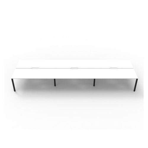 Rapid Deluxe Infinity Back To Back Workstation 6 Person No Screen 1200Wmm per person Black Profile Leg Natural White Top