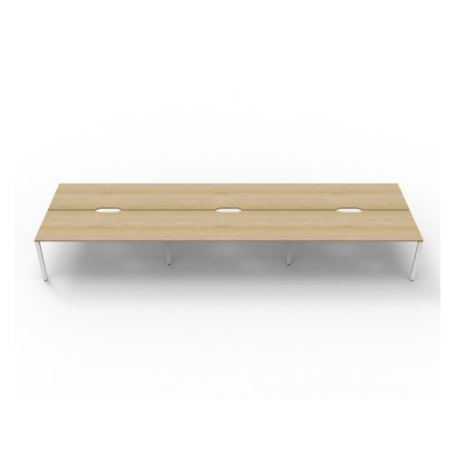 Rapid Deluxe Infinity Back To Back Workstation 6 Person No Screen 1200Wmm per person White Profile Leg Natural Oak Top