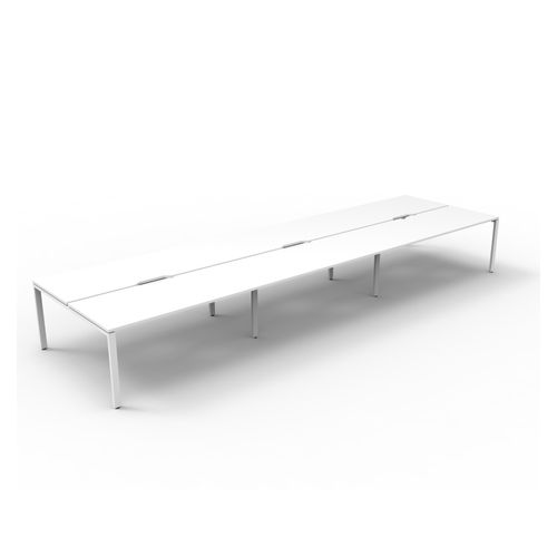 Rapid Deluxe Infinity Back To Back Workstation 6 Person No Screen 1800Wmm per person White Profile Leg Natural White Top