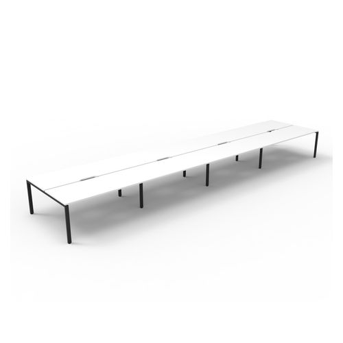 Rapid Deluxe Infinity Back To Back Workstation 8 Person No Screen 1200Wmm per person Black Profile Leg Natural White Top
