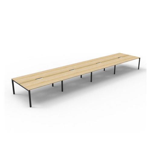 Rapid Deluxe Infinity Back To Back Workstation 8 Person No Screen 1500Wmm per person Black Profile Leg Natural Oak Top