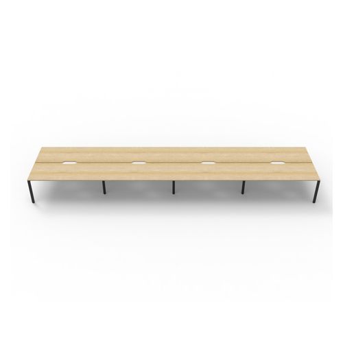 Rapid Deluxe Infinity Back To Back Workstation 8 Person No Screen 1500Wmm per person Black Profile Leg Natural Oak Top