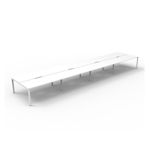 Rapid Deluxe Infinity Back To Back Workstation 8 Person No Screen 1800Wmm per person White Profile Leg Natural White Top