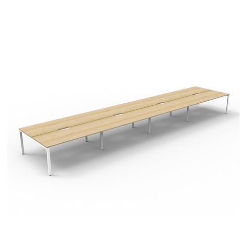 Rapid Deluxe Infinity Back To Back Workstation 8 Person No Screen 1800Wmm per person White Profile Leg Natural Oak Top