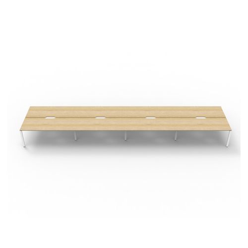 Rapid Deluxe Infinity Back To Back Workstation 8 Person No Screen 1800Wmm per person White Profile Leg Natural Oak Top