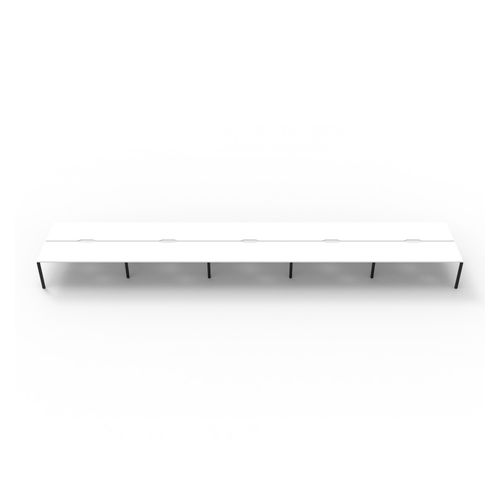 Rapid Deluxe Infinity Back To Back Workstation 10 Person No Screen 1200Wmm per person Black Profile Leg Natural White Top