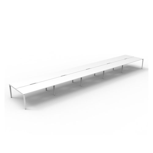 Rapid Deluxe Infinity Back To Back Workstation 10 Person No Screen 1200Wmm per person White Profile Leg Natural White Top