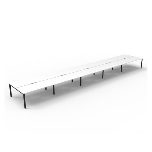 Rapid Deluxe Infinity Back To Back Workstation 10 Person No Screen 1500Wmm per person Black Profile Leg Natural White Top