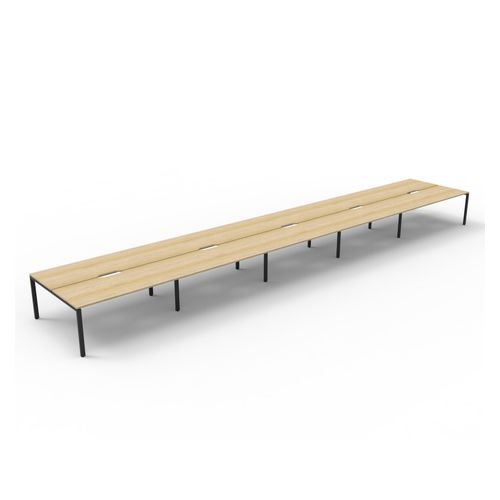 Rapid Deluxe Infinity Back To Back Workstation 10 Person No Screen 1500Wmm per person Black Profile Leg Natural Oak Top
