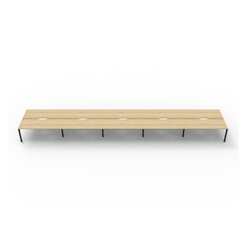 Rapid Deluxe Infinity Back To Back Workstation 10 Person No Screen 1500Wmm per person Black Profile Leg Natural Oak Top
