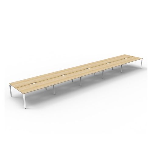 Rapid Deluxe Infinity Back To Back Workstation 10 Person No Screen 1800Wmm per person White Profile Leg Natural Oak Top
