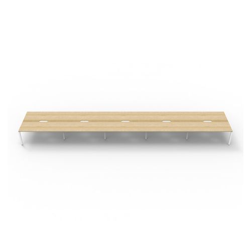 Rapid Deluxe Infinity Back To Back Workstation 10 Person No Screen 1800Wmm per person White Profile Leg Natural Oak Top
