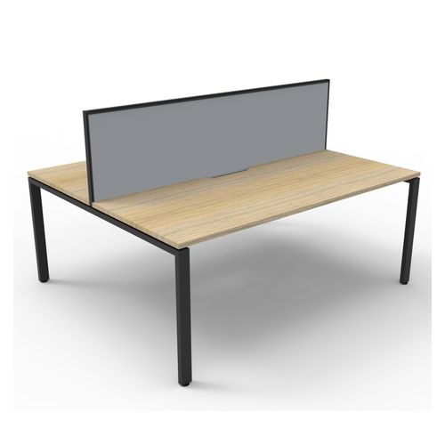 Rapid Deluxe Infinity Back to Back Workstation 2 Person With Grey Screen 1200Wmm per person Black Profile Leg Natural Oak Top