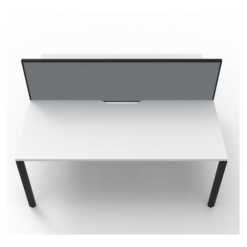 Rapid Deluxe Infinity Back to Back Workstation 2 Person With Grey Screen 1500Wmm per person Black Profile Leg Natural White Top