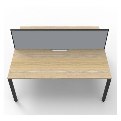 Rapid Deluxe Infinity Back to Back Workstation 2 Person With Grey Screen 1500Wmm per person Black Profile Leg Natural Oak Top