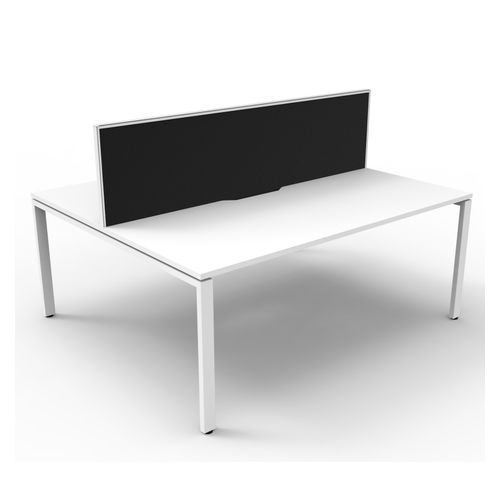 Rapid Deluxe Infinity Back to Back Workstation 2 Person With Black Screen 1500Wmm per person White Profile Leg Natural White Top