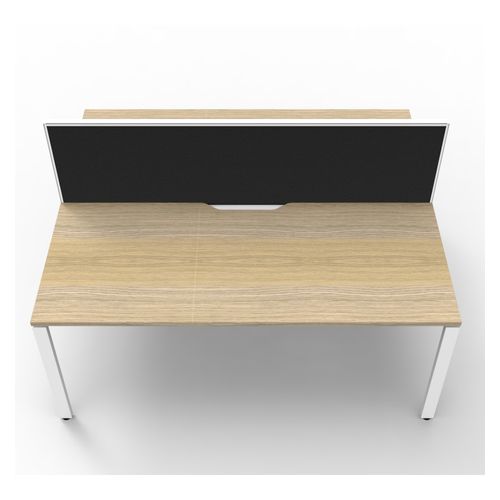 Rapid Deluxe Infinity Back to Back Workstation 2 Person With Black Screen 1500Wmm per person White Profile Leg Natural Oak Top