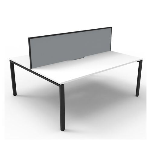 Rapid Deluxe Infinity Back to Back Workstation 2 Person With Grey Screen 1800Wmm per person Black Profile Leg Natural White Top